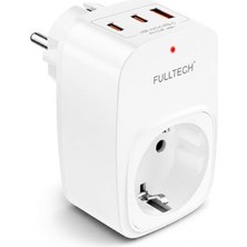 Kazan Hobi Akım Korumalı Priz, Usb'li ve Type-C, 16A 3680W, Duvar Tipi, Beyaz