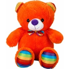Kazan Hobi Oturan Kurdeleli Renkli Peluş Ayı, 30 cm