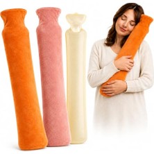 Kazan Hobi Uzun Boy Sıcak Su Torbası, 2.5 L, 72X13 Cm, Hortumlu, Peluş Kılıflı, Boyun Omuz Bel Diz Karın Için