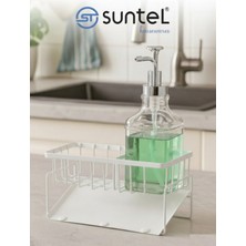 Suntel Tezgah Üstü Sıvı Sabunluk ve Süngerlik Organizer + Kare Sıvı Sabunluk ile Set