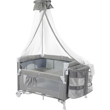 Kazan Hobi Kids Coolstyle Cibinlikli Anne Yanı Park Yatak, Oyun Parkı ve Beşik, Açık Gri