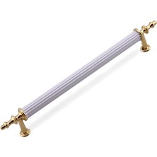 Kazan Hobi Çekmece Kulbu Dekoratif Mobilya Aksesuarı Beyaz Gold 224 mm Metal Dayanıklı Mobilya Kulp Modern Dolap