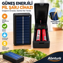 Abnturk Güneş Enerjili Çok Fonksiyonlu Pil Şarj Cihazı-Type C ve USB Girişli Taşınabilir Güç Kaynağı Powerbank
