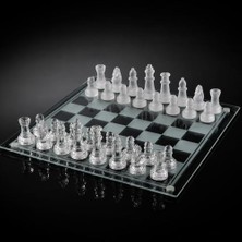 Kazan Hobi Glass Chess Cam Satranç Takımı, Şeffaf ve Buzlu Cam Taşlı, 25X25 cm
