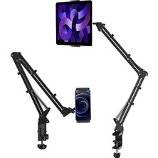 Kazan Hobi Masa Için T2 Ayarlanabilir Tablet Tutucu; Yatak Için Karbon Çelik Tablet Telefon Standı, Esnek Tablet Kol Kelepçesi iPhone 15 Pro iPad Kindle Galaxy Tab 4.6-12.9 Inç Cihazlarla Uyumlu