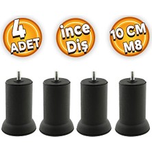 Kazan Hobi Mobilya Metal Kanepe, Ayağı M8 Civata, 10 cm (, Baza Koltuk Destek, Siyah Metal Ayak, 4 Adet)