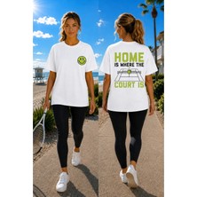 Vodexa Unisex Oversize Tennis Baskılı T-Shirt %100 Pamuk Tenis 28TEMALI Rahat Kalıp Kısa Kollu Tişört