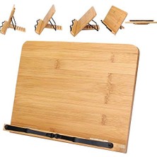 Kazan Hobi Kitap; Ahşap Katlanabilir Okuma Standı, Kitap-Tablet Tutma Standı Bambu-5 Kademeli