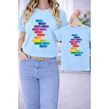 Vodexa Anne Ünisex Çocuk Kombin Oversize Tişört Twin T-Shirt Renkler Baskılı