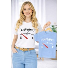 Vodexa Anne Ünisex Çocuk Kombin Oversize Tişört Twin T-Shirt Anne Cocuk Energia Baskılı