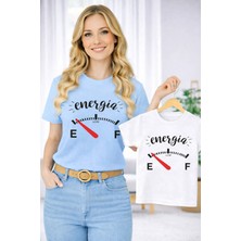 Vodexa Anne Ünisex Çocuk Kombin Oversize Tişört Twin T-Shirt Anne Cocuk Energia Baskılı