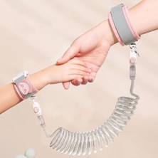 Kazan Hobi Pembe Çocuk Güvenlik Bilekliği, Anahtarlı Kilit ve Spiral Kordonlu