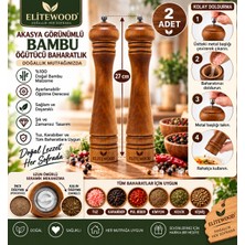 Elite Wood Bambu Baharat Öğütücü 27 cm 2 Adet – Tuz Karabiber Değirmeni, Akasya Görünümlü