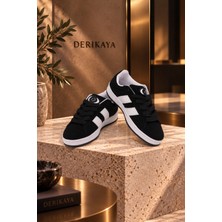 Derikaya Kadın Siyah Bağcıklı Düz Taban Günlük Sneaker Spor Ayakkabı