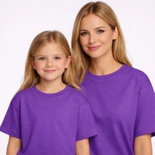 Vodexa Anne Kız Çocuk Kombin Oversize Tişört – Anne Çocuk Twin T-Shirt Baskısız Baskılı