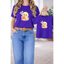 Vodexa Tişört Anne Kız Çocuk Kombin Oversize – Anne & Çocuk Twin Baskılı T-Shirt