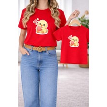 Vodexa Tişört Anne Kız Çocuk Kombin Oversize – Anne & Çocuk Twin Baskılı T-Shirt