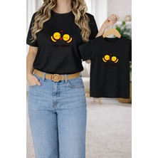 Vodexa Tişört Anne Kız Çocuk Kombin Oversize – Anne & Çocuk Twin Baskılı T-Shirt