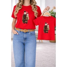 Vodexa Tişört Anne Unısex Çocuk Kombin Oversize – Anne & Çocuk Twin Baskılı T-Shirt