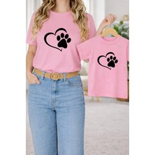 Vodexa Anne ve Çocuk Ünisex Kombin Oversize Tişört Anne Çocuk Twin T-Shirt Patiler Baskılı