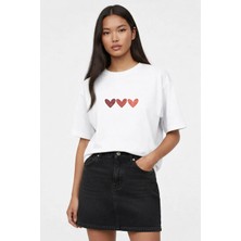 Vodexa Oversize T-Shirt Kalpler Baskılı %100 Pamuk Tişört Rahat Kalıp