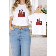 Vodexa Tişört Anne Kız Çocuk Kombin Oversize – Anne & Çocuk Twin Baskılı T-Shirt