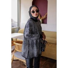 İmaj Butik Siyah Minerva Simli Sakal Salaş Triko Kazak