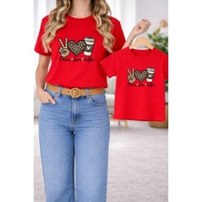 Vodexa Tişört Anne Kız Çocuk Kombin Oversize – Anne & Çocuk Twin Baskılı T-Shirt