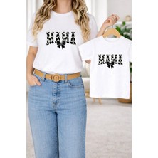 Vodexa Tişört Anne Kız Çocuk Kombin Oversize – Anne & Çocuk Twin Baskılı T-Shirt