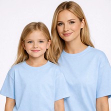 Vodexa Anne Kız Çocuk Kombin Oversize Tişört – Anne Çocuk Twin T-Shirt Baskısız Baskılı
