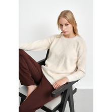 İmaj Butik Krem Bisiklet Yaka Angora Yumoş Triko Kazak