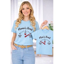 Vodexa Anne Ünisex Çocuk Kombin Oversize Tişört Twin T-Shirt Anne Cocuk Energia Baskılı