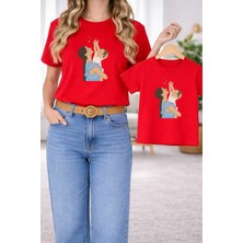 Vodexa Tişört Anne Kız Çocuk Kombin Oversize – Anne & Çocuk Twin Baskılı T-Shirt