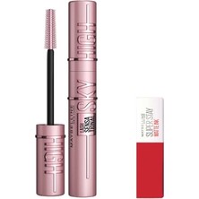 Kazan Hobi Lash Sensational Sky High Maskara ve Mini Super Stay Matte Ink Likit Mat Ruj 20 Pioneer Makyaj Seti