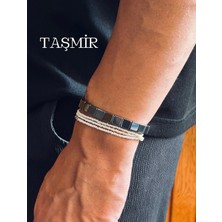 Taşmir Sertifikalı Kum Inci Kolye & Bileklik + Kare Kesim Hematit Taşı Bileklik Seti