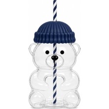 TeknoKapsül Orret Home 580 ml Ayıcık Desenli Cam Bardak Pipetli Silikon Kapaklı Soğuk Kahve Bardağı Şeffaf Cam Kupa Sevimli Ayıcık Bardak Bubble Tea Smoothie Milkshake Meyve Suyu Içecek Bardağı Çocuk ve Yetişkin