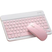 Kazan Hobi Mk-4 Pembe Türkçe Q Klavye Mouse Kiti, Manyetik Tablet Kılıfı Uyumlu, Apple Android Windows Kablosuz