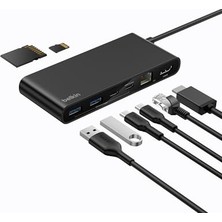 Kazan Hobi 8 Portlu Usb-C Hub, 100 W Pd, 10 Gbps Veri ve 2,5 Gbps Ethernet, 4K@60Hz Ekran Desteği, Mac Windows Chromebook, Siyah