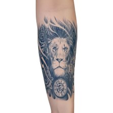Kazan Hobi Aslan Zamanı Yarı Kalıcı Aylık Geçici Dövme Yapıştırma Dövme 18X11 cm