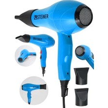 Kazan Hobi Alman 3600 W Profesyonel Saç Kurutma Makinesi Fön Makinesi Ac Motor MS-9001 Mavi + 2 Adet Başlık
