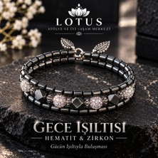 Lotus Atölye ve İyi Yaşam Merkezi 🖤 Doğal Taş Kadın Bileklik – Ametist, Hematit ve Zirkon Detaylı 2 Farklı Premium Model