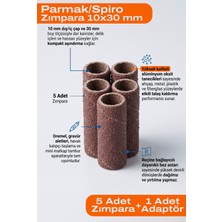 Azimli 10X30 mm Parmak Zımpara 5 Adet + 1 Adet Adaptör Spiro Gravür Ucu