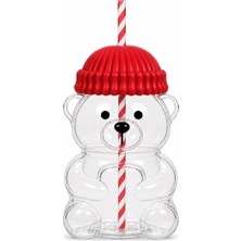 TeknoKapsül Orret Home 580 ml Ayıcık Desenli Cam Bardak Pipetli Silikon Kapaklı Soğuk Kahve Bardağı Şeffaf Cam Kupa Sevimli Ayıcık Bardak Bubble Tea Smoothie Milkshake Meyve Suyu Içecek Bardağı Çocuk ve Yetişkin