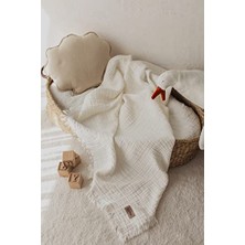 Kazan Hobi Ekru 4 Katlı Müslin Bebek ve Çocuk Battaniyesi, %100 Pamuk, Unisex, Nefes Alabilen ve Cilt Dostu