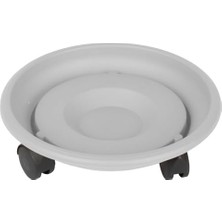 Kazan Hobi Altığı 37 cm 721051 Beyaz Tekerlekli Saksı Altlığı