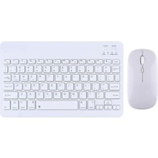 Kazan Hobi Bluetooth Kablosuz Klavye ve Mouse Seti, Android, Ios ve Windows Uyumlu, Şarj Edilebilir, Taşınabilir, Sessiz Tuşlu, Beyaz