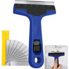 Kazan Hobi Jilet Kazıyıcı, Fayans ve Zeminler Için, 10 cm Uzunluğunda 10 Ekstra Metal Bıçaklı, Yapıştırıcı, Boya, Sıva, Çıkartma ve Dekal Temizleme Aparatı, Cam