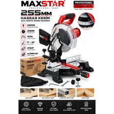 Maxstar 255MM Gönye Kesme Makinesi 0°-45° Hassas Açılı Ahşap Metal Kesme Elektrikli Testere Seti