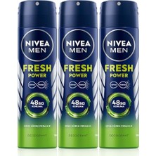 Kazan Hobi Erkek Sprey Deodorant Fresh Power 150 ml x 3 Adet, Ter ve Ter Kokusuna Karşı 48 Saat Deodorant Koruması