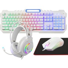 Kazan Hobi Fitment Km-Gx7 Gökkuşağı Aydınlatmalı USB Gaming Seti: Klavye, Mouse, Mousepad ve Kulaklık